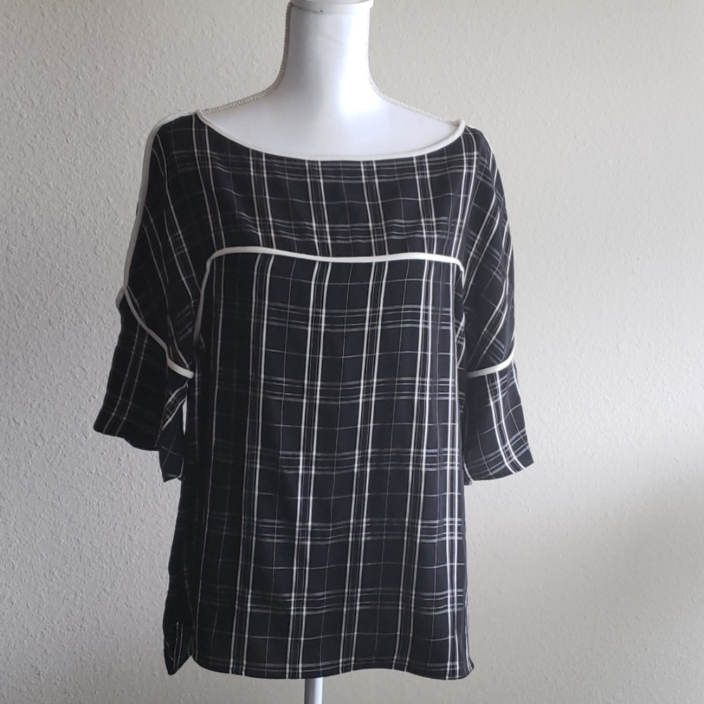 CALVIN KLEIN BLACK L BLOUSE WITH STRIPED